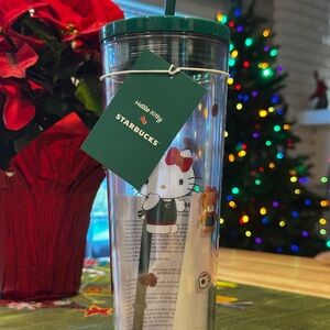 Hello Kitty Clear Tumbler with Green Lid